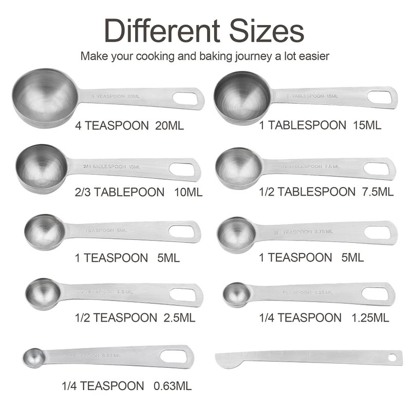 Smithcraft Measuring Cups and Spoons Set, 18/8 Stainless Steel Measuring Cups and Spoons for Kitchen & Baking, Heavy Duty Metric & US 8 Measuring cups, 9 Measuring Spoons Set - Image 3